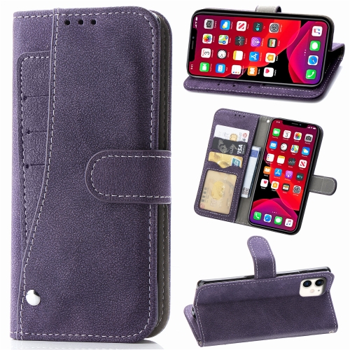 

For iPhone 11 Matte Leather Rotary Card Case with Card Slot and Photo Frame and Stand Function(Purple)
