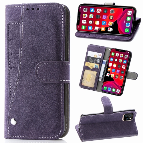 

For iPhone 11 Pro Matte Leather Rotary Card Case with Card Slot and Photo Frame and Stand Function(Purple)