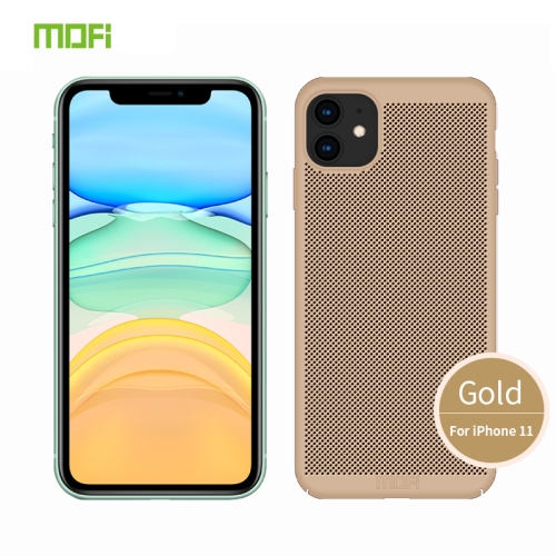 

For iPhone 11 MOFI Breathable PC Ultra-thin All-inclusive Protective Case(Gold)