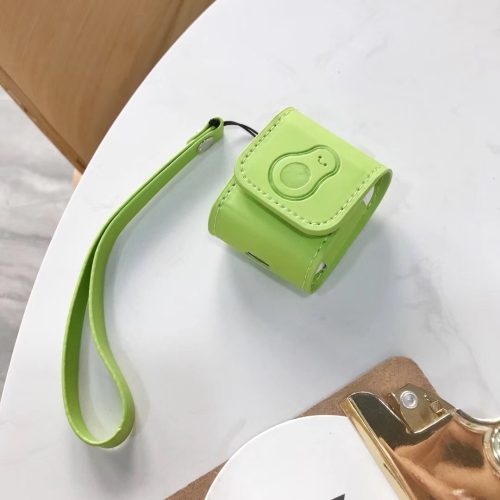 

For Apple AirPods 1/2 Generation Universal Wireless Smiley Face And Avocado Leather Cover Bluetooth Headphone Protective Case(Green)