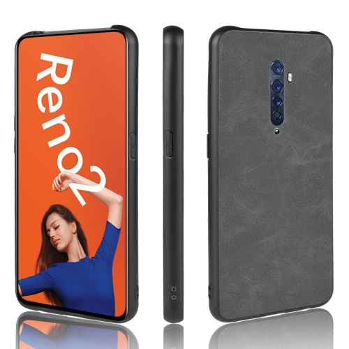 

For Oppo Reno2 Shockproof Sheep Skin PC + PU + TPU Case(Light black)