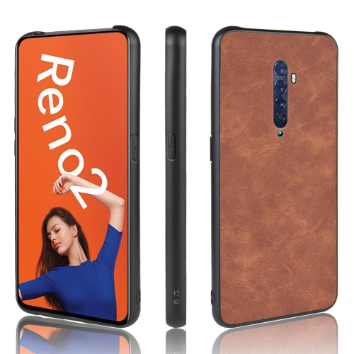 

For Oppo Reno2 Shockproof Sheep Skin PC + PU + TPU Case(Brown)
