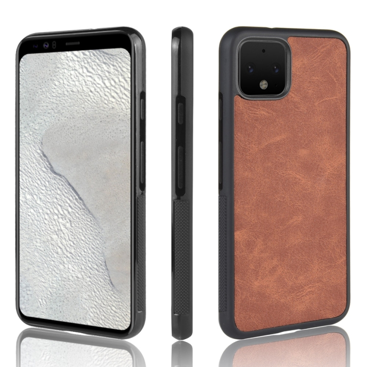 

For Google Pixel 4 Shockproof Sheep Skin PC + PU + TPU Case(Brown)