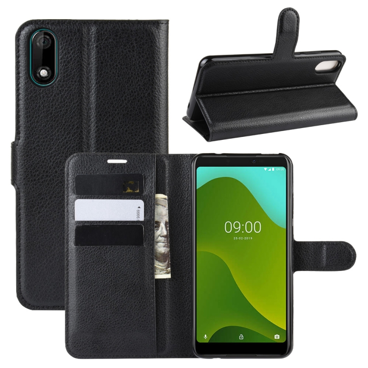 

For Wiko Y70 Litchi Texture Horizontal Flip Leather Case with Wallet & Holder & Card Slots(Black)