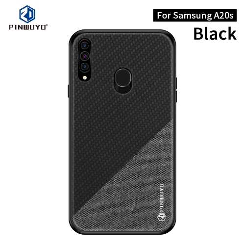 

For Galaxy A20S PINWUYO Rong Series Shockproof PC + TPU+ Chemical Fiber Cloth Protective Cover(Black)