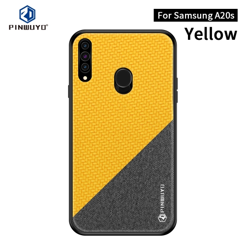 

For Galaxy A20S PINWUYO Rong Series Shockproof PC + TPU+ Chemical Fiber Cloth Protective Cover(Yellow)