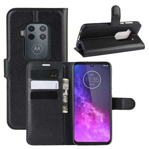 

For Motorola One Zoom Litchi Texture Horizontal Flip Leather Case with Wallet & Holder & Card Slots(Black)