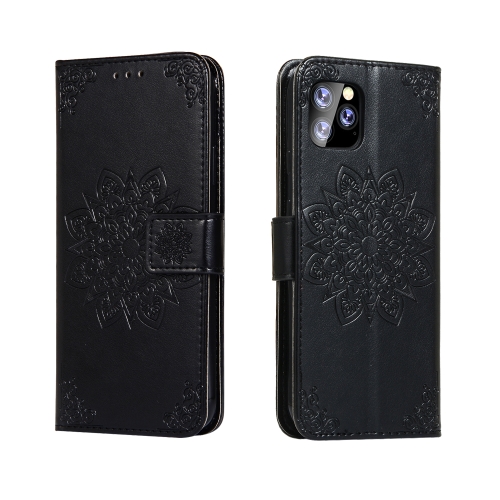 

For iPhone 11 Pro Embossed Kaleidoscope Flower Left and Right Open Leather Case, with Stand & Card Slot & Wallet(Black)