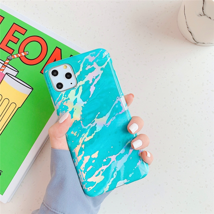 

For iPhone 11 TPU Glossy laser Marble IMD Colorful Mobile Phone Case(Green)