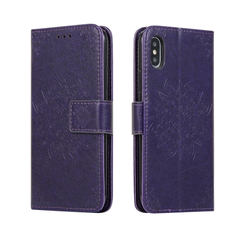 

For iPhone X & XS Embossed Kaleidoscope Flower Horizontal Flip Leather Case with Holder & Card Slots & Wallet(Purple)