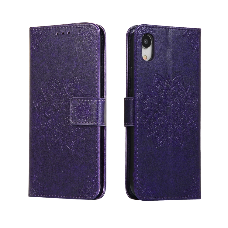 

For iPhone XR Embossed Kaleidoscope Flower Horizontal Flip Leather Case with Holder & Card Slots & Wallet(Purple)