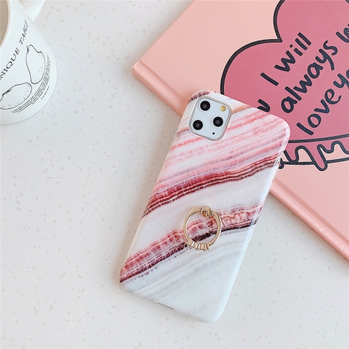 

For iPhone 11 TPU Smooth Marble with Ring Metal Rhinestone Bracket Mobile Phone Protective Case(Granite Q9)