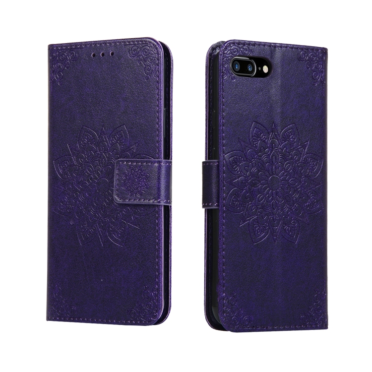 

For iPhone 8 Plus & 7 Plus Embossed Kaleidoscope Flower Horizontal Flip Leather Case with Holder & Card Slots & Wallet(Purple)