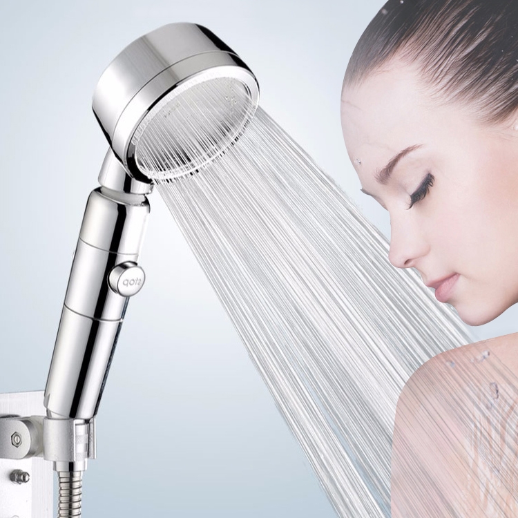 

Nozzle Powerful Booster Rain Shower Set Household Bathroom Switch Rotatable Shower(Silver)