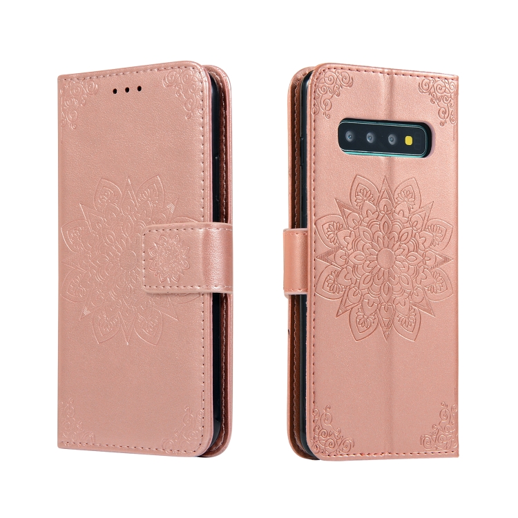 

For Galaxy S10 Embossed Kaleidoscope Flower Horizontal Flip Leather Case with Holder & Card Slots & Wallet(Rose Gold)