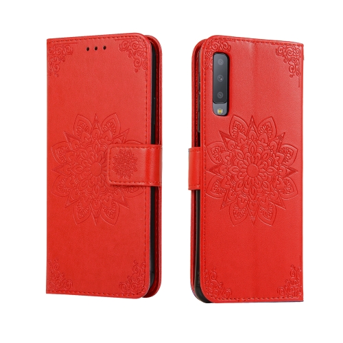 

For Galaxy A7 2018 & A750 Embossed Kaleidoscope Flower Horizontal Flip Leather Case with Holder & Card Slots & Wallet(Red)