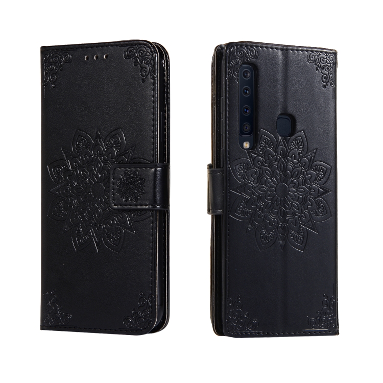 

For Galaxy A9 2018 Embossed Kaleidoscope Flower Horizontal Flip Leather Case with Holder & Card Slots & Wallet(Black)