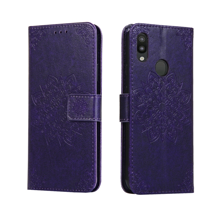 

For Galaxy M20 Embossed Kaleidoscope Flower Horizontal Flip Leather Case with Holder & Card Slots & Wallet(Purple)