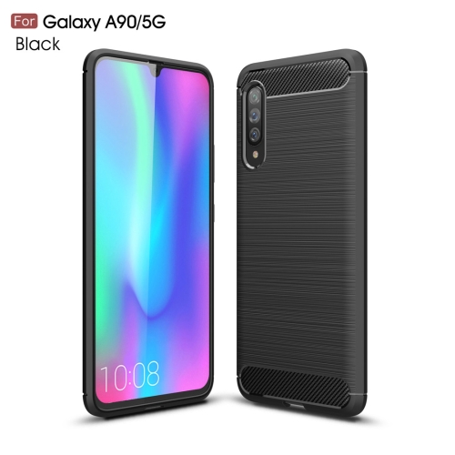 

For Galaxy A90 5G Brushed Texture Carbon Fiber TPU Case(Black)