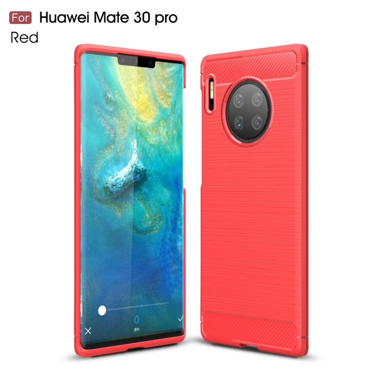 

For Huawei Mate30 Pro Brushed Texture Carbon Fiber TPU Case(Red)