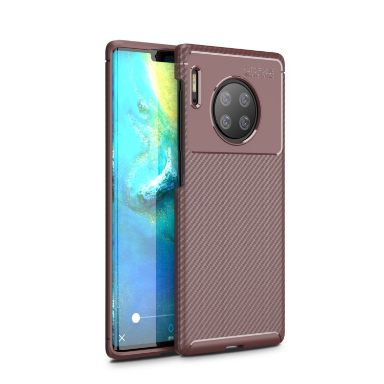 

For Huawei Mate 30 Pro Beetle Series Carbon Fiber Texture Shockproof TPU Case(Brown)