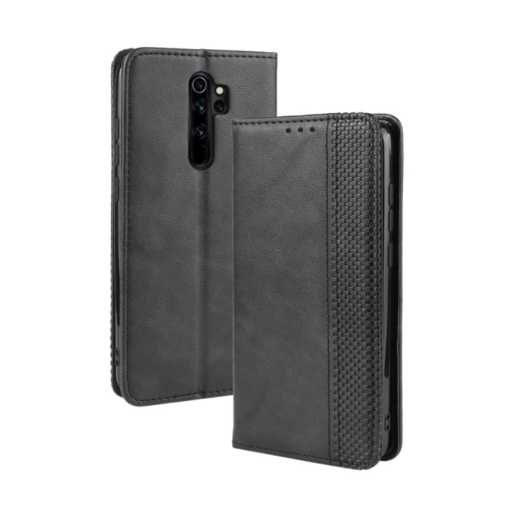

For Xiaomi Redmi Note 8 Pro Magnetic Buckle Retro Crazy Horse Texture Horizontal Flip Leather Case with Holder & Card Slots & Photo Frame(Black)