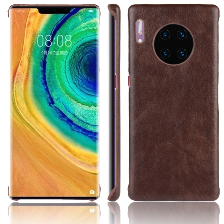 

For Huawei Mate 30 Pro Shockproof Litchi Texture PC + PU Case(Brown)