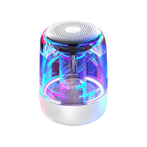 

C7 Bluetooth 5.0 Speaker Transparent LED Luminous Subwoofer TWS 6D Surround HIFI Stereo Cool Audio(White)