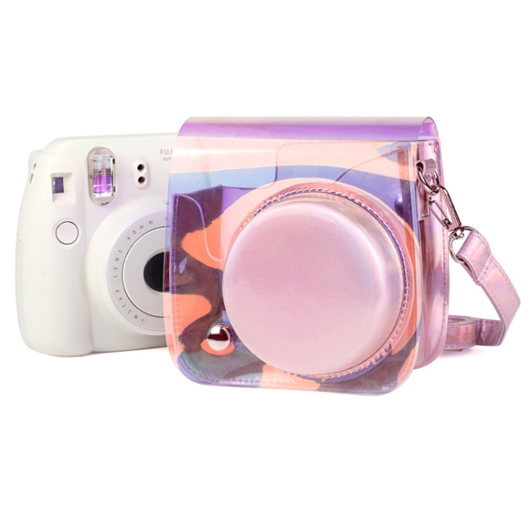 

Richwell Translucent PVC Camera Bag for Fujifilm Instax Mini 8 8+ 9 Cover Case with Shoulder Strap Gradient Pink Shell