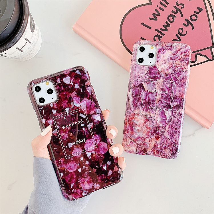 

For iPhone 11 Pro Max TPU Smooth Marbled IMD Mobile Phone Case(Purple Stone F12)