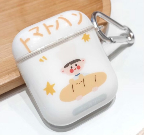 

For Apple AirPods 1/2 Generation Universal Wireless Couple Cartoon Bread Boy and Girl Lmd Soft Case Bluetooth Headphone Protective Case(Boy)