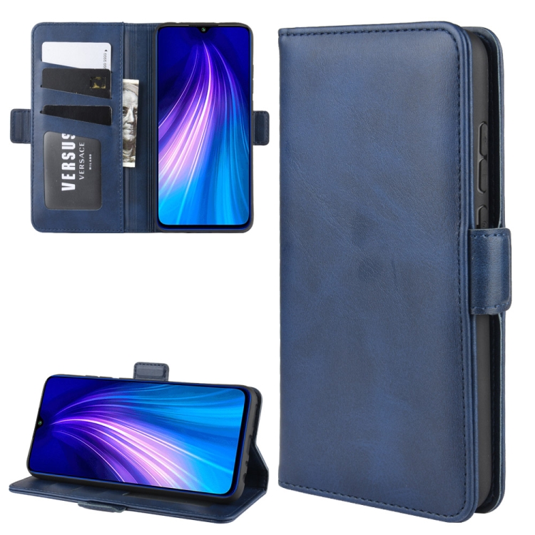 

For Xiaomi Redmi Note 8 Dual-side Magnetic Buckle Horizontal Flip Leather Case with Holder & Card Slots & Wallet & Photo Frame(Dark Blue)