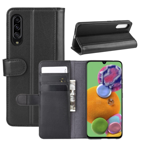

For Galaxy A90 5G Horizontal Flip Genuine Leather Case with Card Slots & Holder & Wallet(Black)