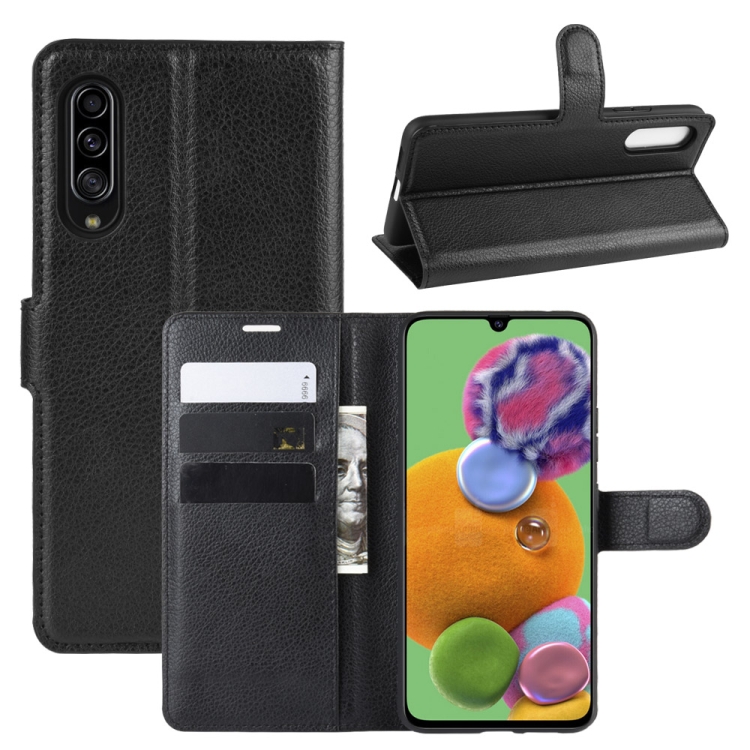 

For 三星A90 5G Litchi Texture Horizontal Flip Leather Case with Wallet & Holder & Card Slots(Black)