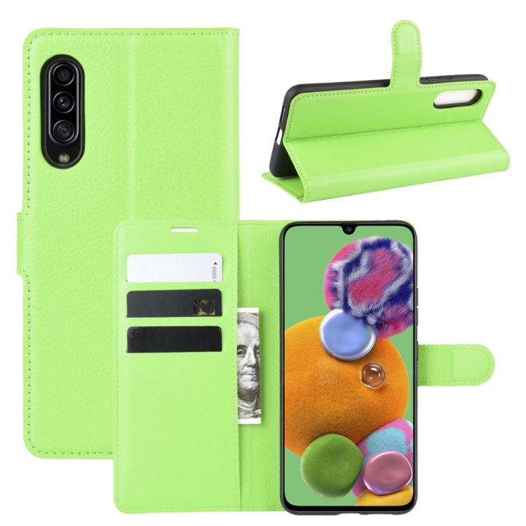 

For Galaxy A90 5G Litchi Texture Horizontal Flip Leather Case with Wallet & Holder & Card Slots(Green)