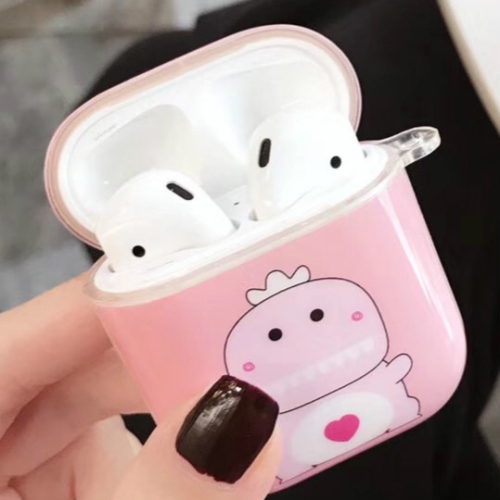 

For Apple AirPods 1/2 Generation Universal Wireless Love Dinosaur Lmd Soft Shell Bluetooth Headphone Protective Case(Pink)