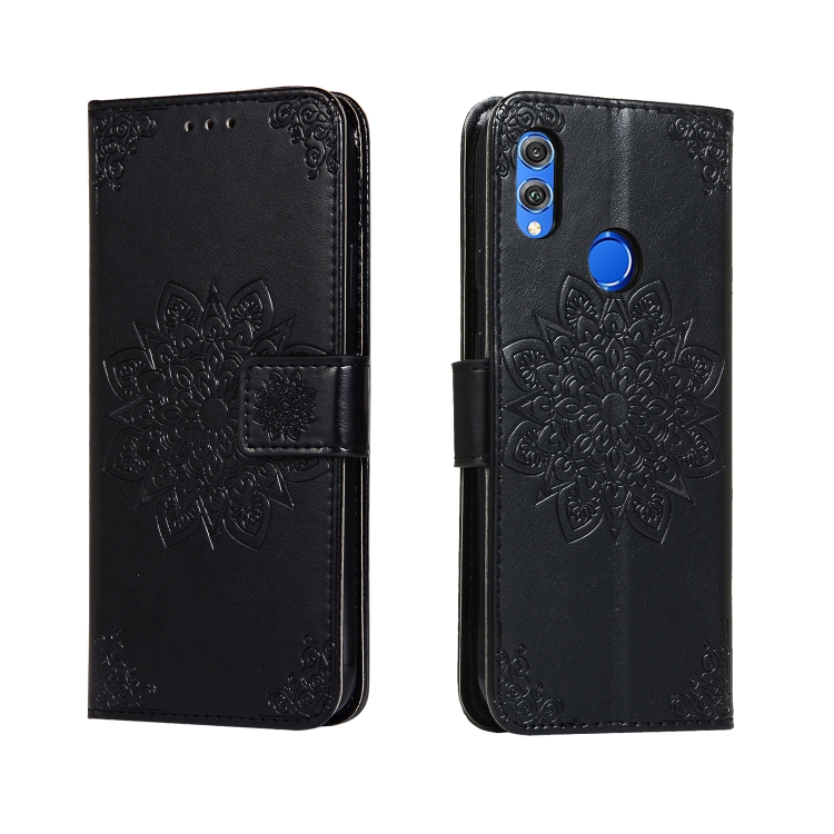 

For Huawei Honor 8X Embossed Kaleidoscope Flower Horizontal Flip Leather Case with Holder & Card Slots & Wallet(Black)