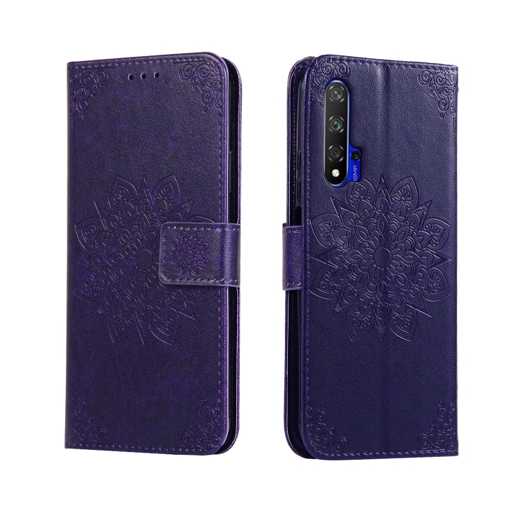 

For Huawei Honor 20 Embossed Kaleidoscope Flower Horizontal Flip Leather Case with Holder & Card Slots & Wallet(Purple)