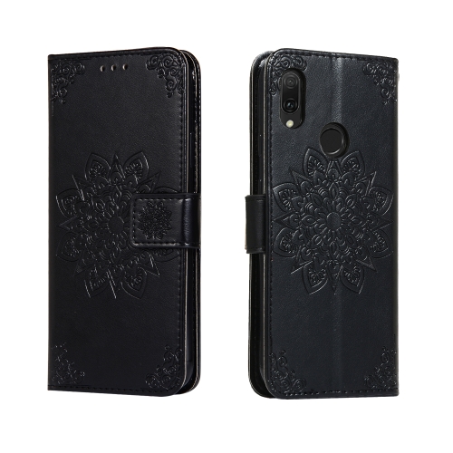 

For Huawei Y9 2019 Embossed Kaleidoscope Flower Horizontal Flip Leather Case with Holder & Card Slots & Wallet(Black)