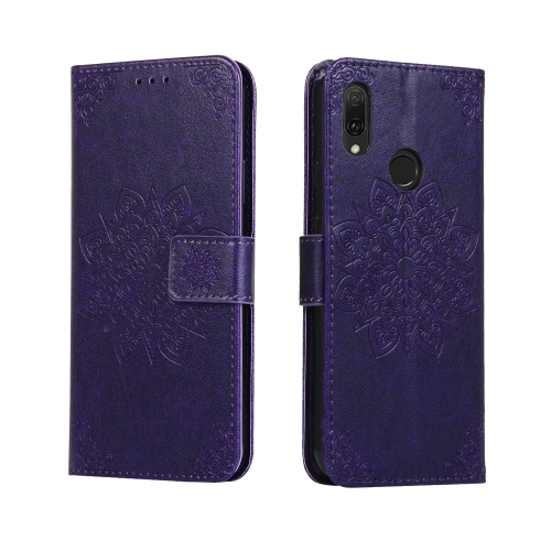 

For Huawei Y9 2019 Embossed Kaleidoscope Flower Horizontal Flip Leather Case with Holder & Card Slots & Wallet(Purple)