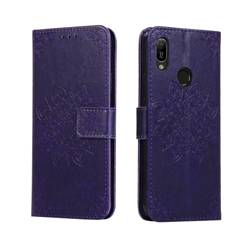 

For Huawei Honor 8A Embossed Kaleidoscope Flower Horizontal Flip Leather Case with Holder & Card Slots & Wallet(Purple)