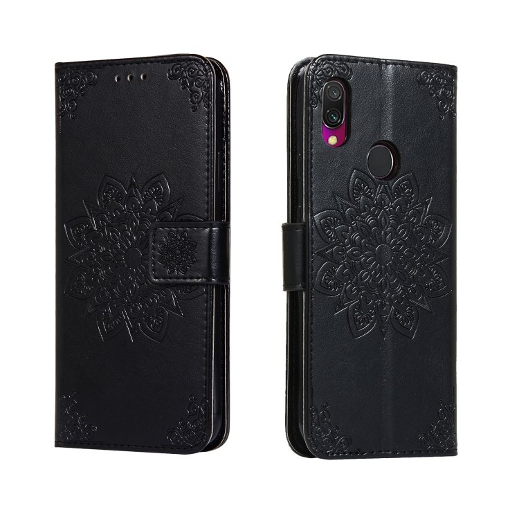 

For Xiaomi Redmi 7 Embossed Kaleidoscope Flower Horizontal Flip Leather Case with Holder & Card Slots & Wallet(Black)