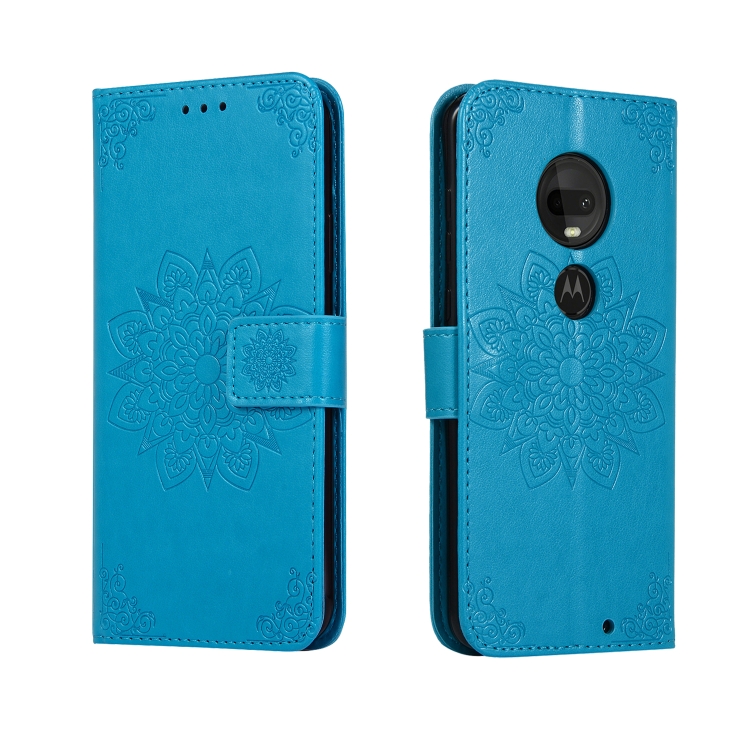 

For Moto G7 & G7 Plus Embossed Kaleidoscope Flower Horizontal Flip Leather Case with Holder & Card Slots & Wallet(Blue)