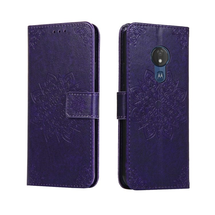 

For Moto G7 Power US Embossed Kaleidoscope Flower Horizontal Flip Leather Case with Holder & Card Slots & Wallet(Purple)