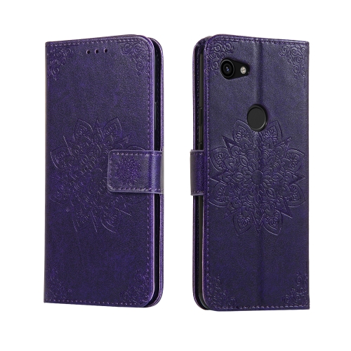

For Google Pixel 3A Embossed Kaleidoscope Flower Horizontal Flip Leather Case with Holder & Card Slots & Wallet(Purple)