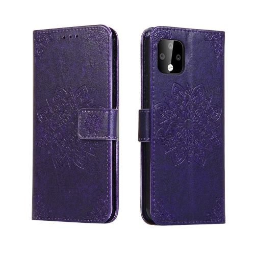

For Google Pixel 4 Embossed Kaleidoscope Flower Horizontal Flip Leather Case with Holder & Card Slots & Wallet(Purple)