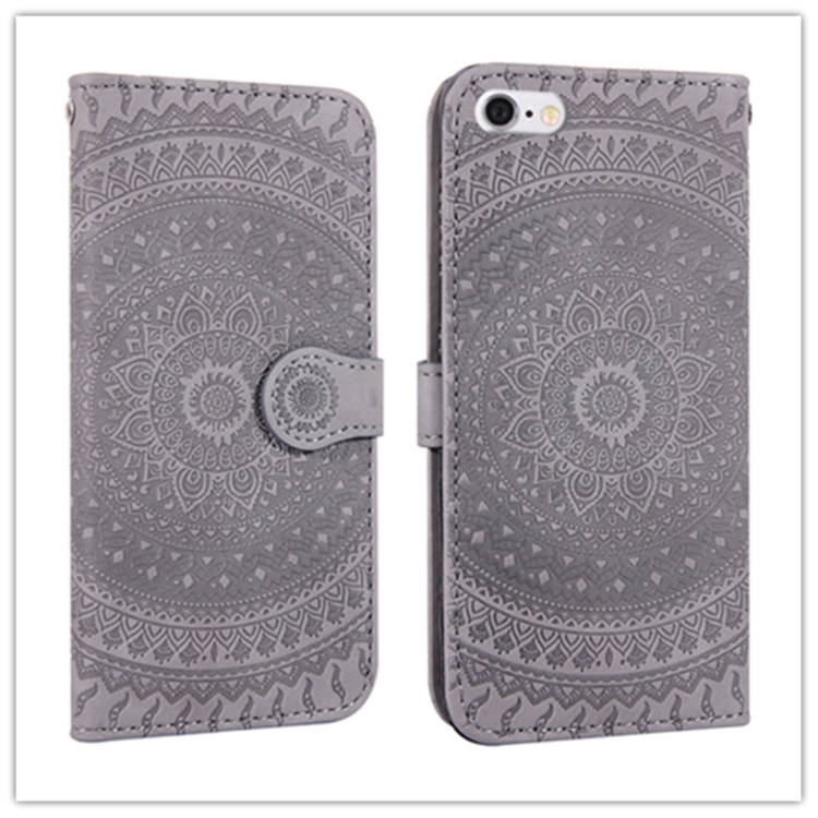 

For iPhone SE 2020 & 8 & 7 Pressed Printing Pattern Horizontal Flip PU Leather Case , with Holder & Card Slots & Wallet & & Lanyard(Gray)