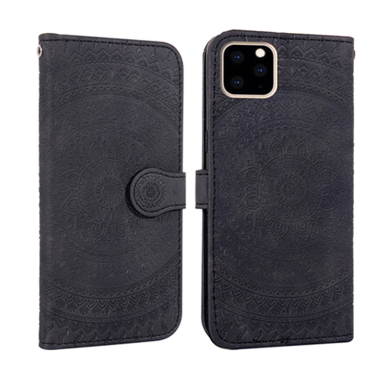 

For iPhone 11 Pro Pressed Printing Pattern Horizontal Flip PU Leather Case , with Holder & Card Slots & Wallet & & Lanyard(Black)