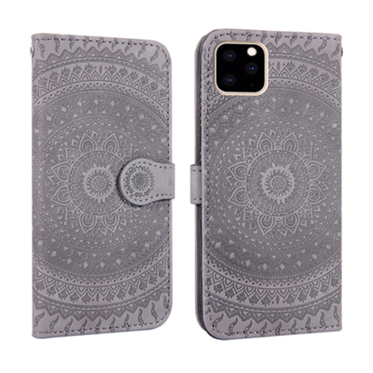 

For iPhone 11 Pressed Printing Pattern Horizontal Flip PU Leather Case , with Holder & Card Slots & Wallet & & Lanyard(Gray)