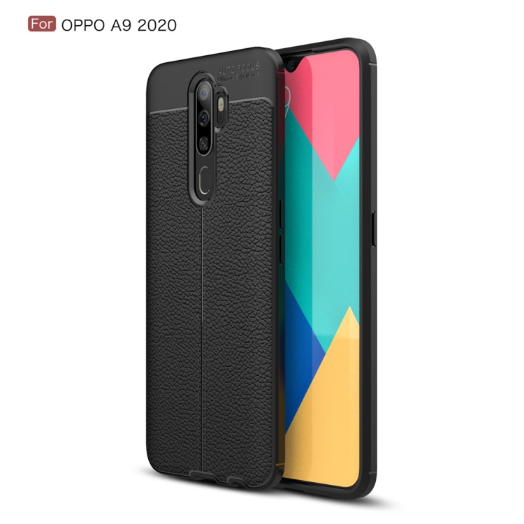 

For OPPO A9 2020 Litchi Texture TPU Shockproof Case(Black)